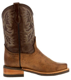 Kids Toddler Western Cowboy Boots Pull On Square Toe Light Brown - #190