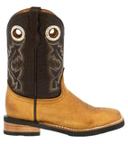 Kids Toddler Western Cowboy Boots Pull On Square Toe Honey Brown - #199