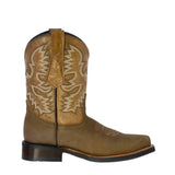 Mens Sand Western Leather Cowboy Boots - Square Toe