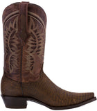 Mens Cognac Teju Lizard Print Leather Cowboy Boots Snip Toe