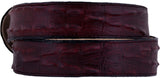 Burgundy Western Belt Crocodile Tail Print Leather - Rodeo Buckle