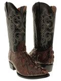 Mens Black Cherry Crocodile & Ostrich Print Leather Cowboy Boots J Toe