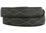 Gray Western Cowboy Leather Belt Classic Embroidery - Rodeo Buckle