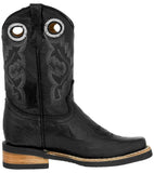Kids Toddler Western Cowboy Boots Pull On Square Toe Black - #143