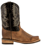 Kids Toddler Western Cowboy Boots Pull On Square Toe Brown - #193