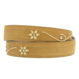 Womens Sand Floral Embroidered Leather Western Cowboy Belt - #425