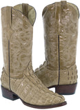 Men's Sand Crocodile Tail Print Real Leather Cowboy Boots J Toe - VB