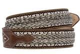 "Mens Brown Western Dress Cowboy Belt Braided Woven Rodeo Buckle Inlay Cinto"