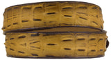 Rustic Yellow Western Belt Crocodile Tail Print Leather - Rodeo Buckle