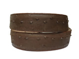 Brown Western Cowboy Belt Ostrich Quill Print Leather - Silver Buckle