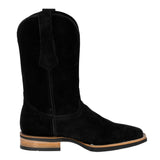 Mens Black Western Cowboy Boots Nubuck Leather - Square Toe
