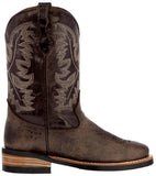 Kids Toddler Western Cowboy Boots Smooth Square Toe Brown - #107