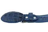 Blue Western Belt Crocodile Tail Print Leather - Rodeo Buckle
