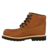 Mens Light Brown Work Boots Leather Slip Resistant Lace Up Steel Toe - #S600TR