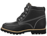 Mens Black Work Boots Leather Slip Resistant Lace Up Soft Toe - #650TR