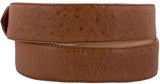 Cognac Western Cowboy Belt Real Ostrich Skin Leather - Silver Buckle