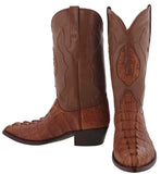 Cognac Leather Cowboy Boots Real Crocodile Tail Skin J Toe