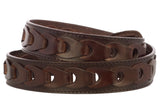 Mens Braided Real Leather Cowboy Jean Belt Removable Buckle Western Dress Brown