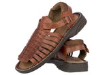 Men's Cognac Open Toe Huaraches Genuine Leather Buckle Sandals - #451