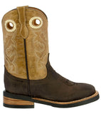 Kids Toddler Western Cowboy Boots Pull On Square Toe Dark Brown - #142