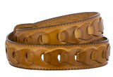 Mens Braided Real Leather Cowboy Jean Belt Removable Buckle Western Dress Cognac