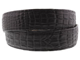 Men's Black Crocodile Belly Pattern Leather Cowboy Belt - Silver Buckle