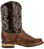 Kids Toddler Western Cowboy Boots Pull On Square Toe Brown - #197