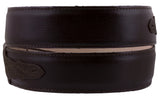Men's Brown Elephant Print  Overlay Leather Cowboy Belt Silver Buckle