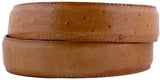 Light Brown Western Cowboy Belt Real Ostrich Skin Leather - Rodeo Buckle