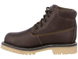 Mens Brown Work Boots Leather Slip Resistant Lace Up Soft Toe - #600TR2