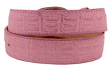 Kids Pink Western Cowboy Belt Crocodile Print Leather - Rodeo Buckle