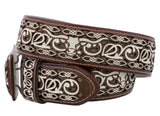 Chedron Western Cowboy Leather Belt Longhorn Bull - Rodeo Buckle