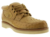 Men's Sand Genuine Crocodile & Ostrich Skin Western Style Shoes