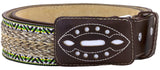 Mens Western Dress Cowboy Belt Woven Braided Real Leather Cinto Rancho