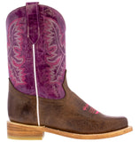 Kids Toddler Western Cowboy Boots Square Toe Purple - #105
