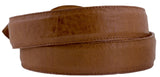 Cognac Western Cowboy Belt Real Ostrich Skin Leather - Rodeo Buckle