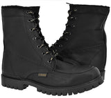 Moc Toe Leather Boots Mens Black Lace Up Versatile Work Casual Dress Shoes
