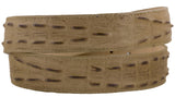 Rustic Sand Western Belt Crocodile Tail Print Leather - Rodeo Buckle
