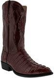 Burgundy Leather Cowboy Boots Real Crocodile Tail Skin J Toe