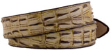 Rustic Tan Western Belt Crocodile Tail Print Leather - Silver Buckle