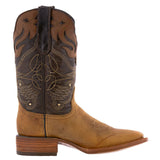 Mens Cheyenne Honey Brown Leather Cowboy Boots - Square Toe