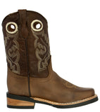 Kids Toddler Western Cowboy Boots Pull On Square Toe Brown - #192