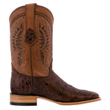Mens Brown Western Wear Leather Cowboy Boots Elephant Print Square Toe