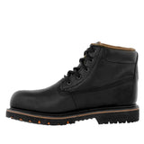 Mens Black Work Boots Leather Slip Resistant Lace Up Steel Toe - #S600TR