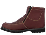 Mens Burgundy Work Boots Genuine Leather Slip Resistant Zipper Trabajo