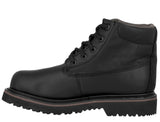 Mens Black Work Boots Leather Slip Resistant Lace Up Soft Toe - #600TR