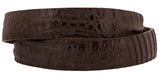 Brown Thin Cowboy Belt  Real Crocodile Skin - Silver Buckle