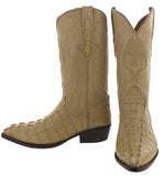 Tan Leather Cowboy Boots Real Crocodile Tail Skin J Toe