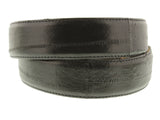 Black Western Cowboy Belt Real Eel Skin Leather - Silver Buckle
