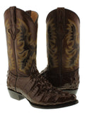Mens Brown Western Cowboy Boots Alligator Tail Print Leather J Toe - #130B